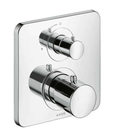 Thermostatic mixer for concealed installation with shut-off valve