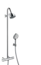 Showerpipe with thermostatic mixer and 3jet overhead shower