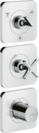 Thermostatic module 38 x12 for concealed installation for 3 outlets with escutcheons