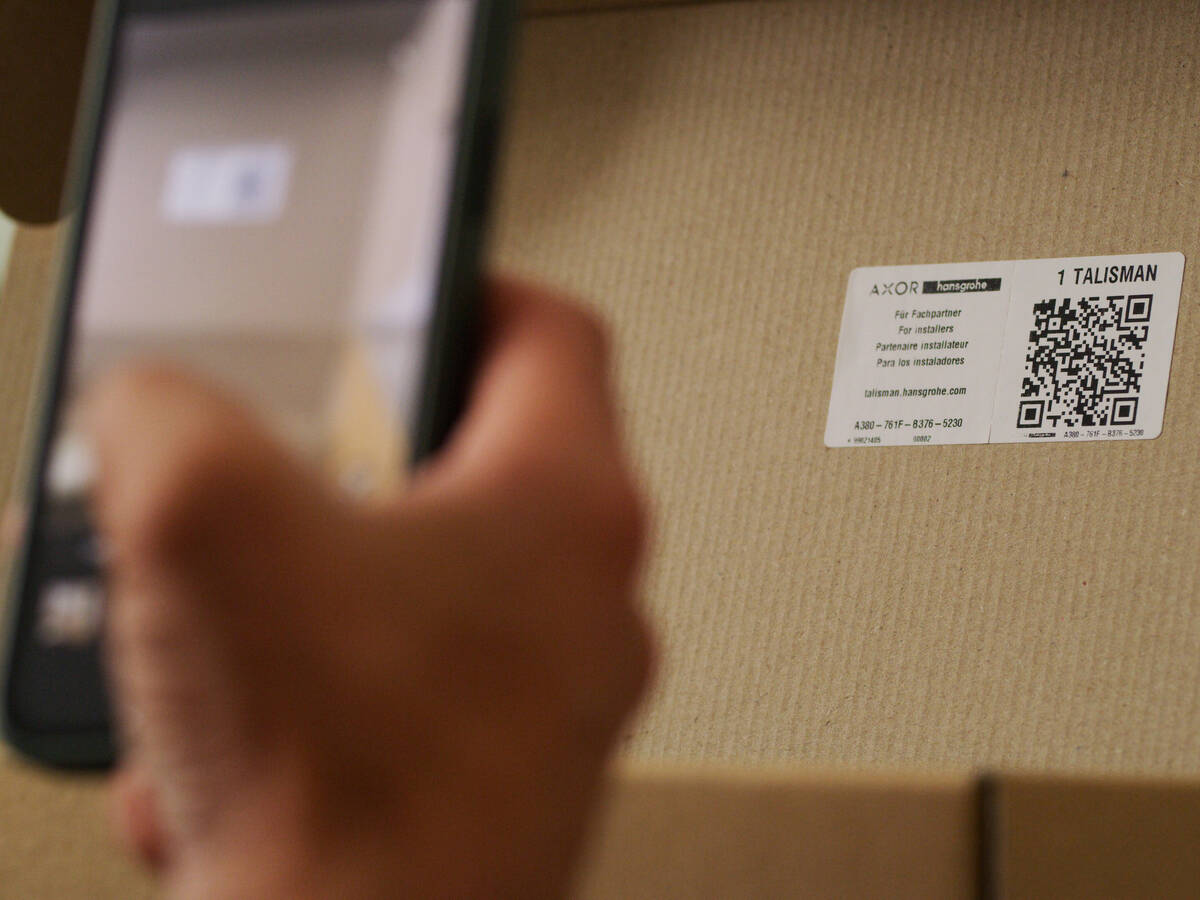 Mobile phone scanning QR code