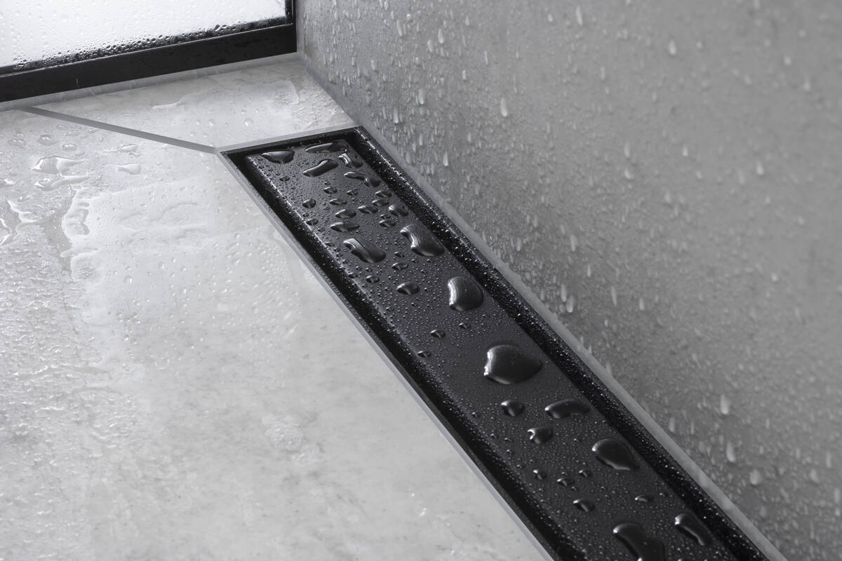 RainDrain Match drain cover in the shower.