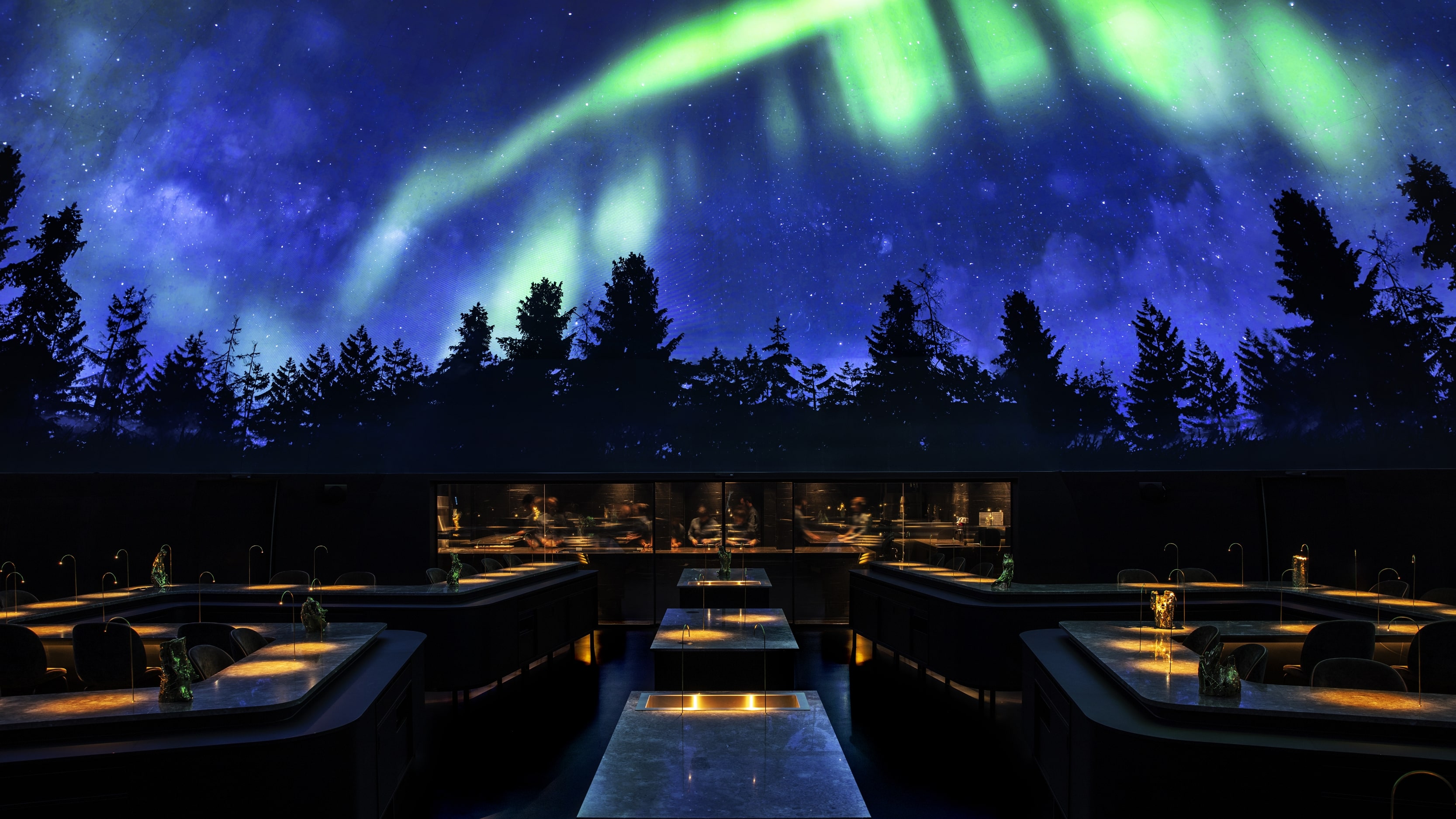 La cúpula con efectos especiales del restaurante del Alchemist