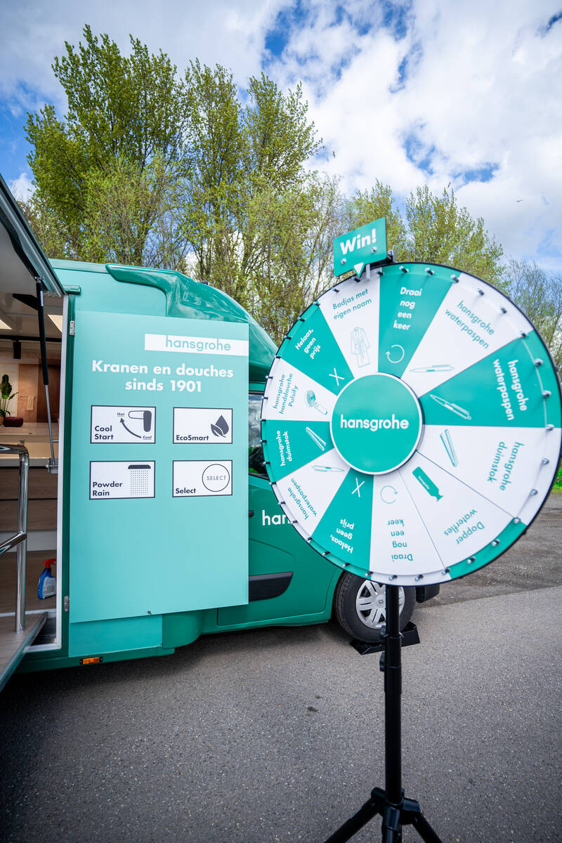 De hansgrohe promotruck komt ook met acties