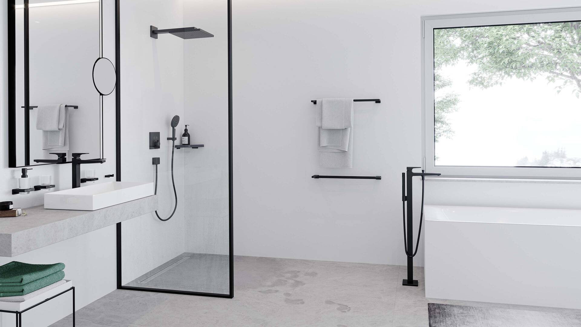 hansgrohe mengkraan met mat zwart oppervlak.