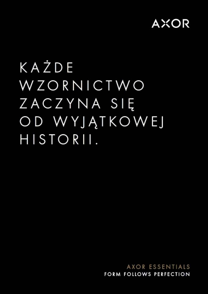 Strona tytułowa broszury Essentials marki AXOR.