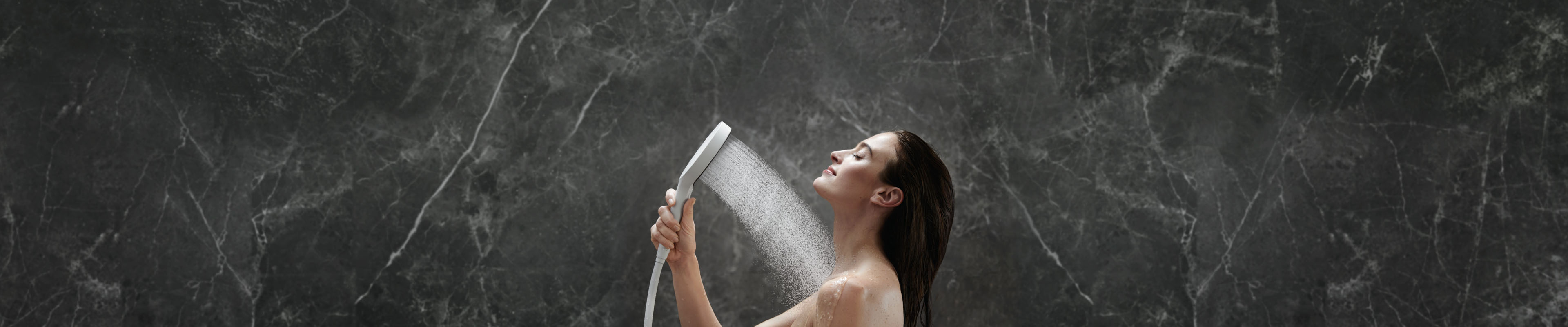 hansgrohe Rainfinity overhead shower in Matte Black.