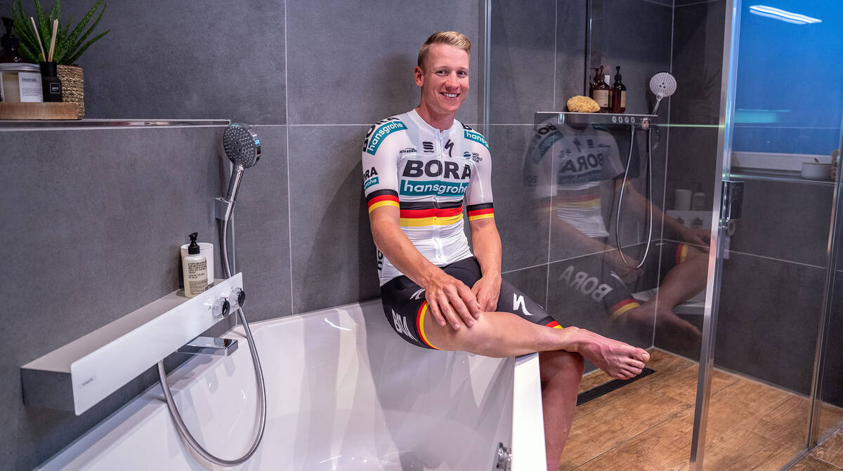Pascal Ackermann hat sich sein Bad eingerichtet. Pascal Ackermann hat sich sein Bad eingerichtet.