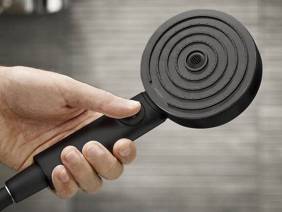 Pulsify shower head by hansgrohe with Select push button.