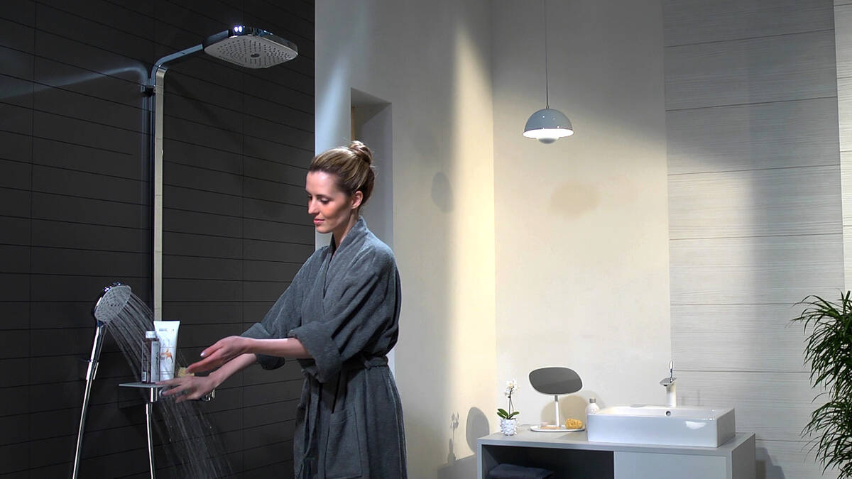 Modern bathroom with walk-in-shower and open architecture. Modern bathroom with walk-in-shower and open architecture.