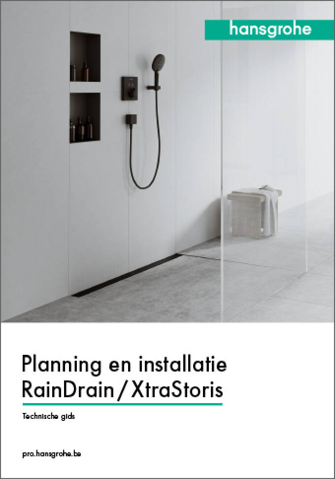 Coverfoto van de hansgrohe RainDrain & XtraStoris brochure