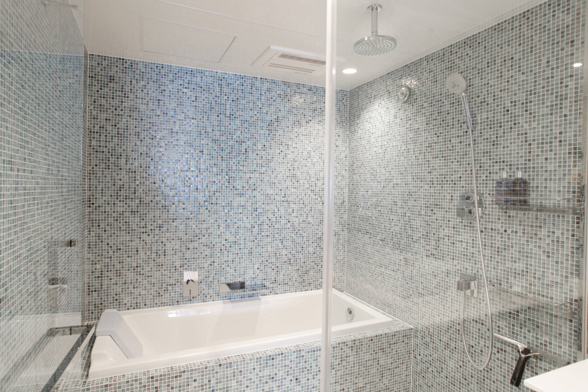 設けられたのはハンスグローエのオーバーヘッドシャワー