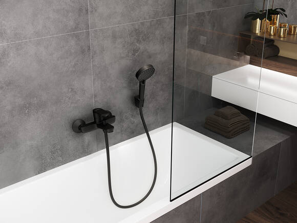 Vernis Hansgrohe Int, 3 Handle Tub Shower Faucet Matte Black Bathtub Settings