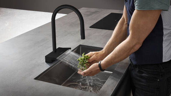 Matt Black Aquno M81 on the sink.