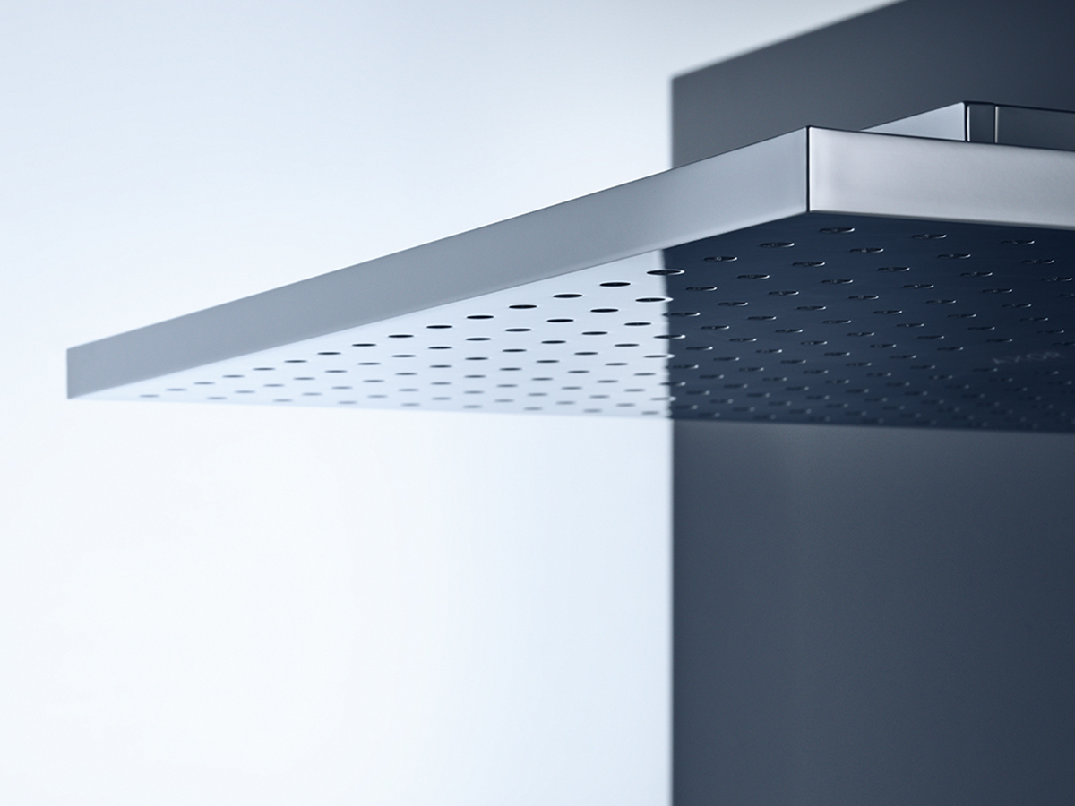 AXOR Showers Wall And Ceiling Mount Hansgrohe Pro INT   Axor Showers Without Jets Detail View Black And White Ambiance 4x3 