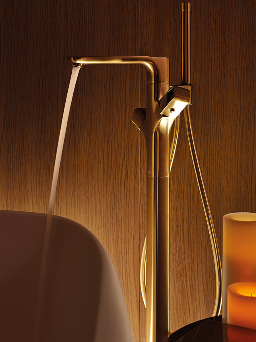 AXOR Services For Unique Bathrooms   Axor Urqiuiola Mixer Gold Free Standing Ambiance 3x4 