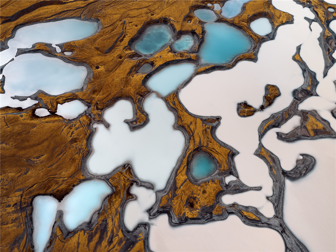 Aerial photography of Iceland: Lava flows and springs