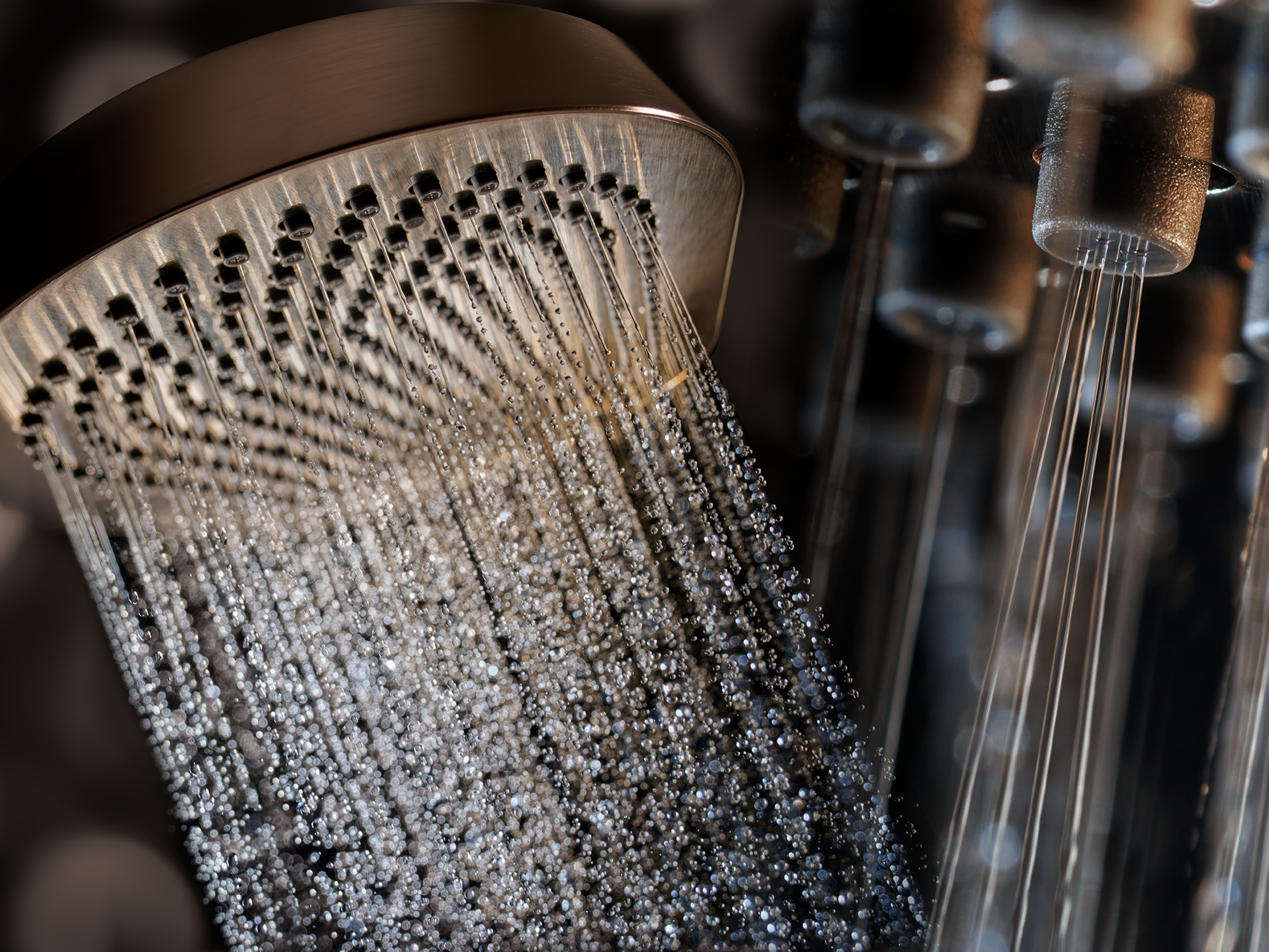 By utilizing FlexPower technology—a system of elastic nozzles that adapt to different levels of water flow and pressure to increase water efficiency