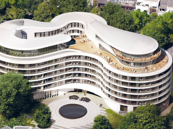 Aerial view The Fontenay hotel. Aerial view The Fontenay hotel.