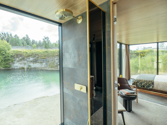 AXOR One shower arrangement in Brushed Brass AXOR One shower arrangement in Brushed Brass