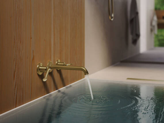 Part ambience of the AXOR Archivio three-hole bath mixers with lever handles