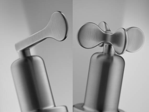 Detailshot of the AXOR Archivio lever and cross handle
