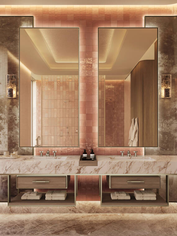 AXOR Archivio 3-hole basin mixer in elegant vanity area