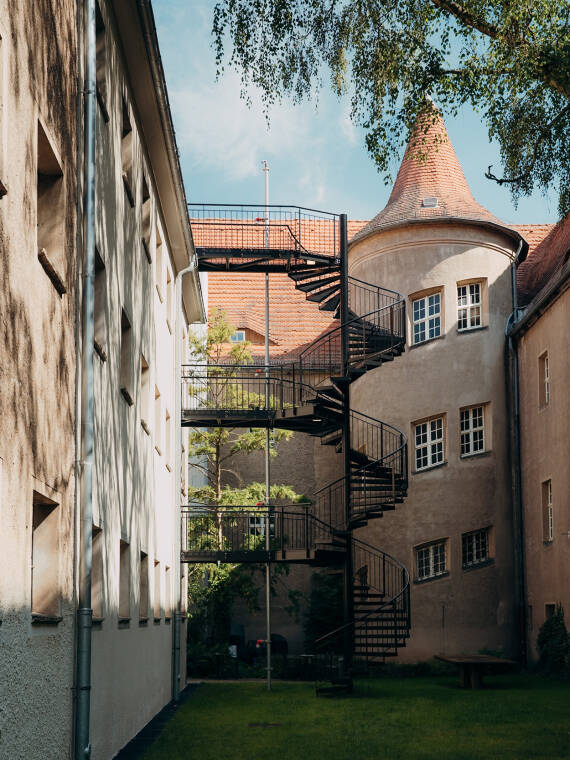 A view of the courtyard of the historic building
