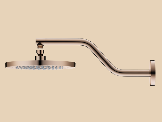 Shower arm with step shown in Polsihed Red Gold Optic. Shower arm with step shown in Polsihed Red Gold Optic.