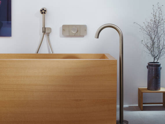 AXOR Uno floorstanding bathtub mixer.
