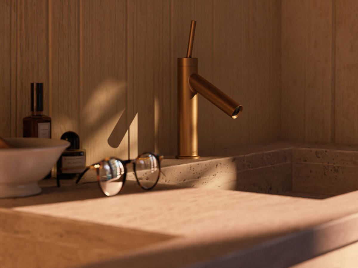 Eine Nahaufnahme der AXOR Starck Armatur mit Pingriff.