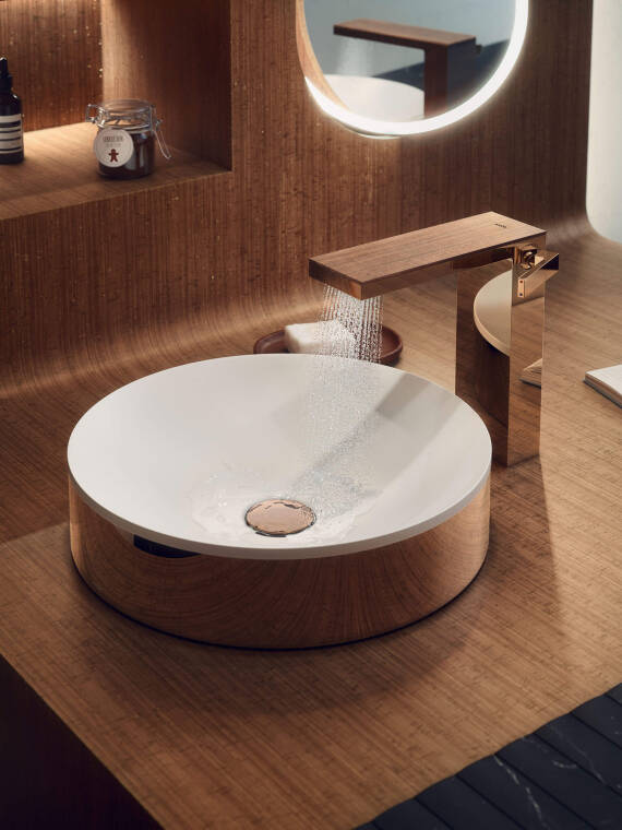AYOR MyEdition Faucet and AXOR Suite Basin in Polished Red Gold Finish AYOR MyEdition Faucet and AXOR Suite Basin in Polished Red Gold Finish