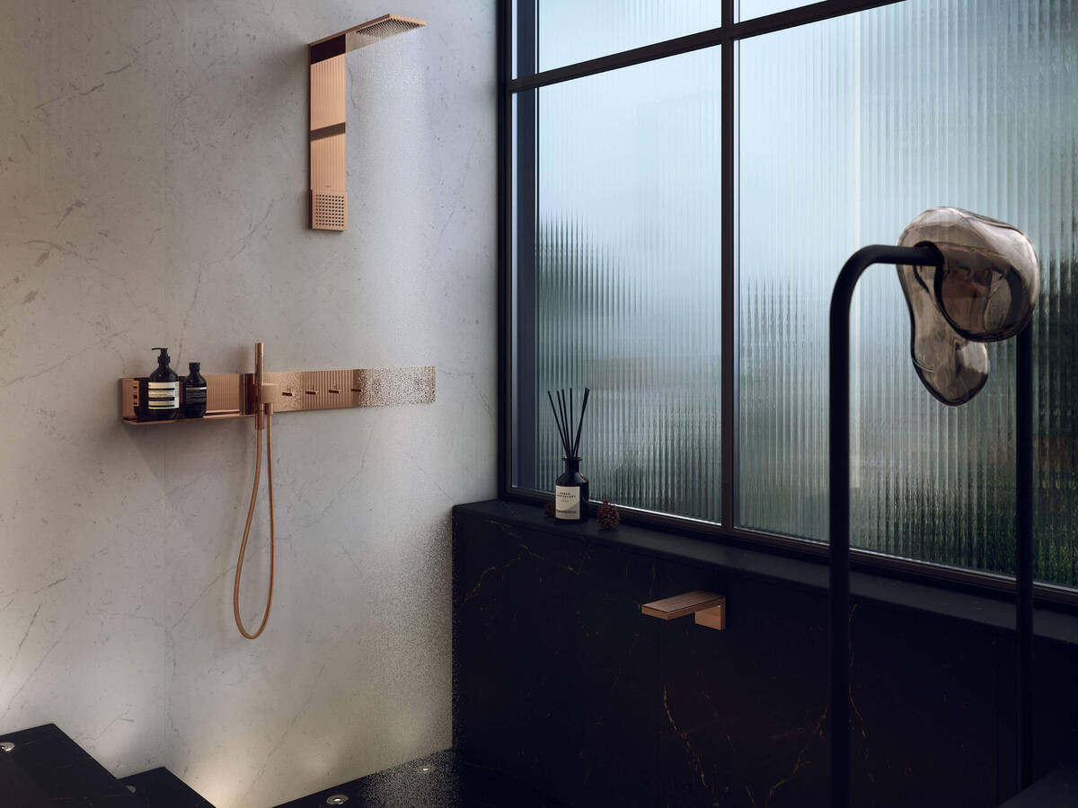 AXOR shower system in Polished Red Gold