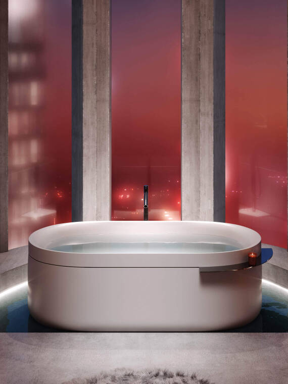 AXOR bathroom concept Utopian Dream by Masquespacio with AXOR Suite bathtub and Polished Black Chrome shelf AXOR bathroom concept Utopian Dream by Masquespacio with AXOR Suite bathtub and Polished Black Chrome shelf