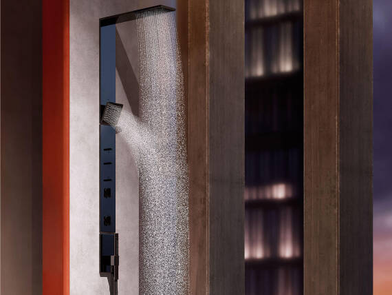AXOR ShowerComposition modern shower system in Polished Black Chrome