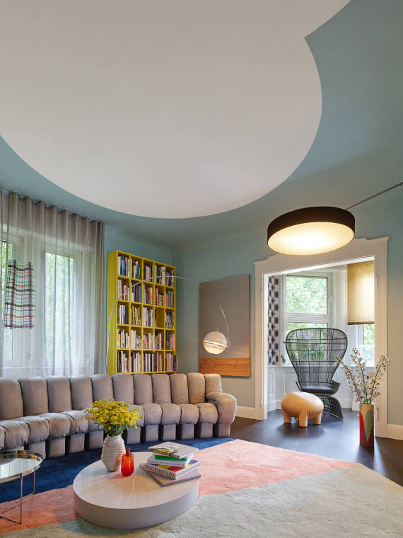 The colorful, playful living room in Maisonette P155. The colorful, playful living room in Maisonette P155.