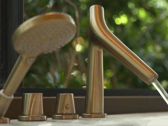 AXOR Starck Organic 4-Loch Fliesenrandarmatur mit Thermostat in Brushed Bronze