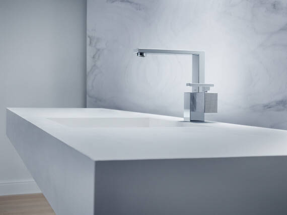 AXOR Edge faucet in Chrome, a sleek addition to any basin AXOR Edge faucet in Chrome, a sleek addition to any basin