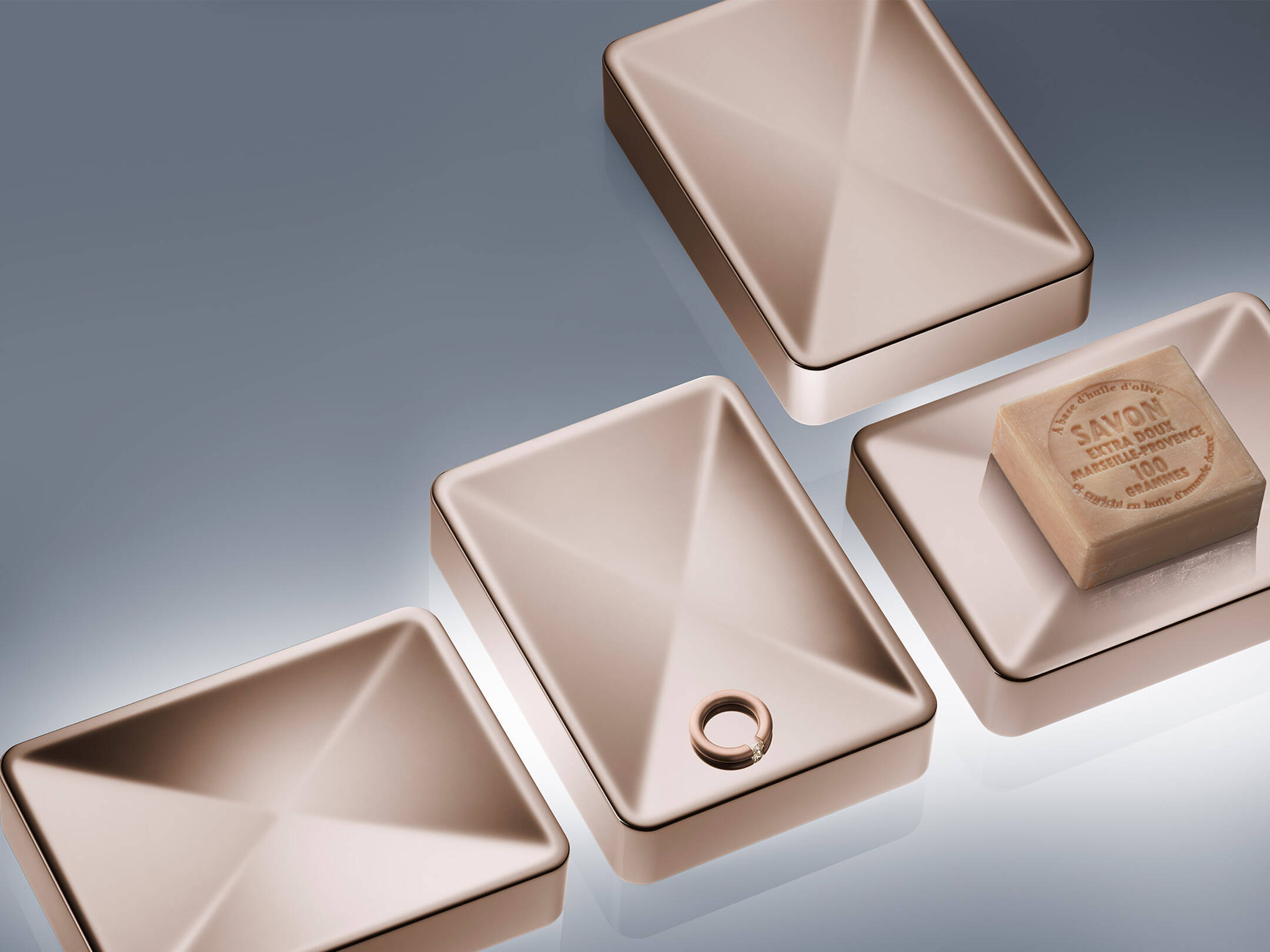 AXOR Universal Softsquare Accessories custom made from solid brass, in a Polished Red Gold Finish. AXOR Universal Softsquare Accessories custom made from solid brass, in a Polished Red Gold Finish.