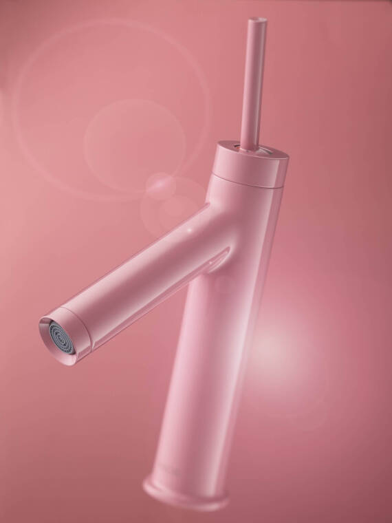 Light pink surface on an AXOR Starck faucet.  Light pink surface on an AXOR Starck faucet.