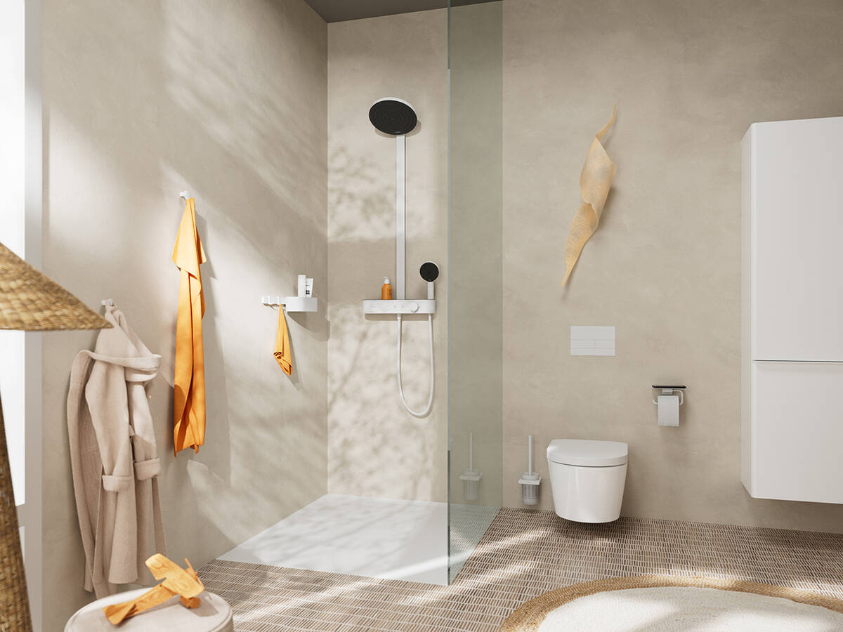 Harmonická koupelna, navržená s pomocí plánovače koupelen hansgrohe.