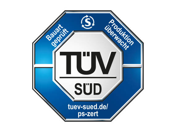 Značka TÜV SÜD „Testovaná bezpečnost, kontrolovaná výroba“. Značka TÜV SÜD „Testovaná bezpečnost, kontrolovaná výroba“.