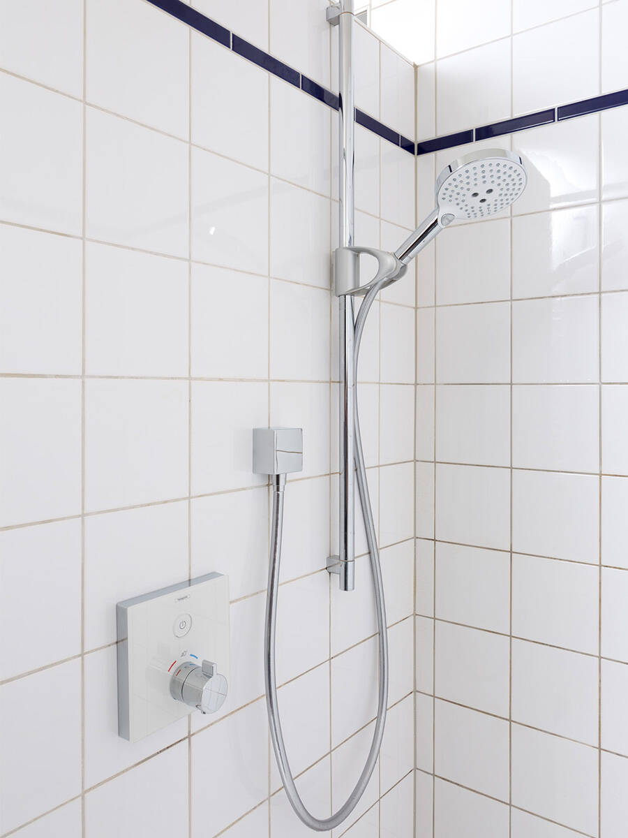 Grifo para bañera montado en la pared, válvula de 2 manijas, embellecedor  de caño para bañera con ducha de mano