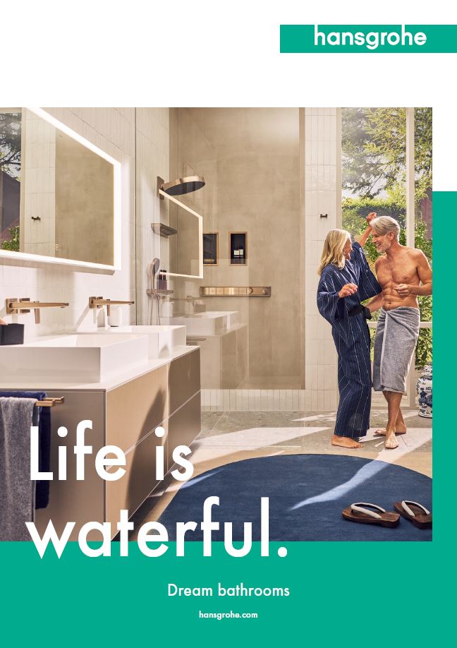 Cover photo on the hansgrohe bathroom brochure 2024: Bathroom inspirations
