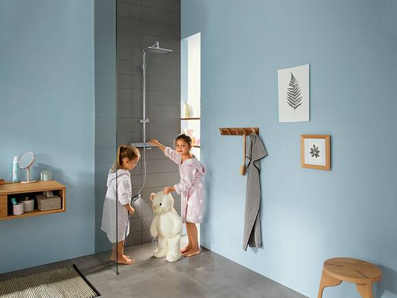 Colonne de douche thermostatique exposée avec douchette – Choix de finition  - Bec verseur baignoire en option - Elizabeth