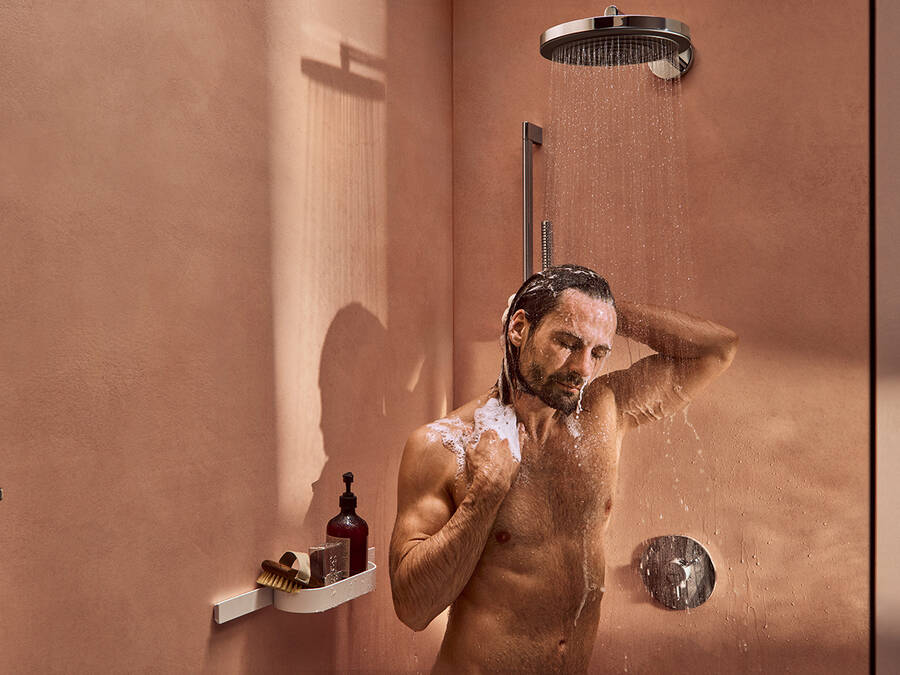 Shower control with hansgrohe pre-fab set.