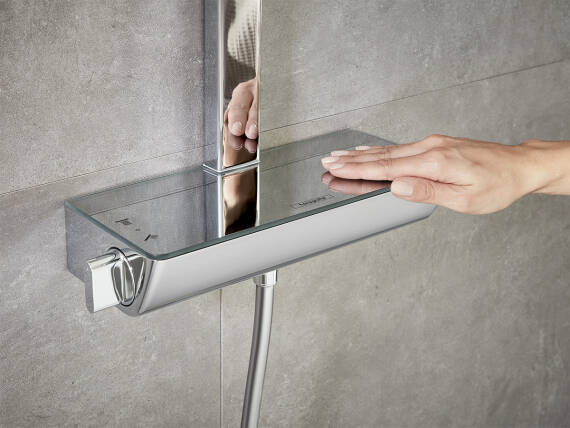 hansgrohe thermostatic bath mixer with cool surface.