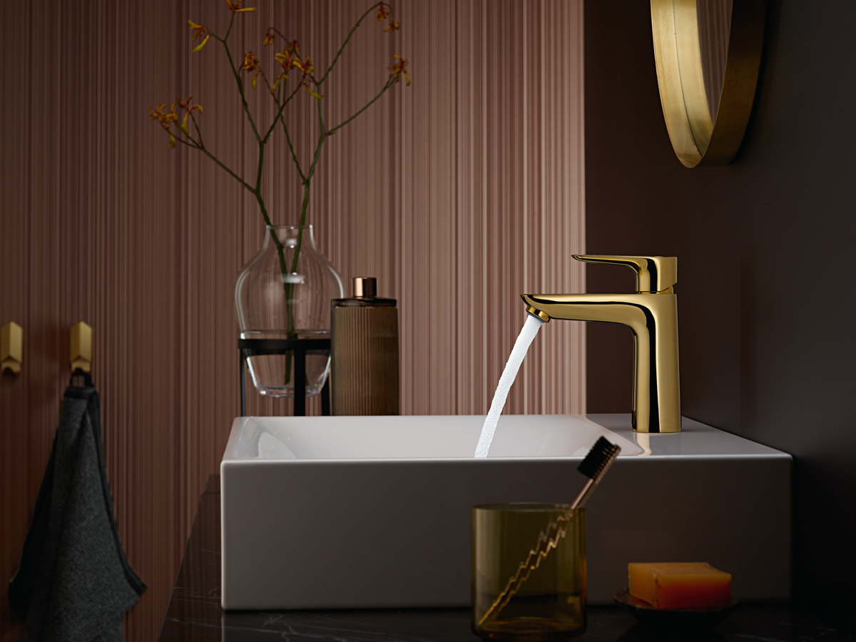 Hansgrohe Talis Bathroom Faucets   Finishplus Talis E 110 Polished Gold Optic Ambience 4x3 