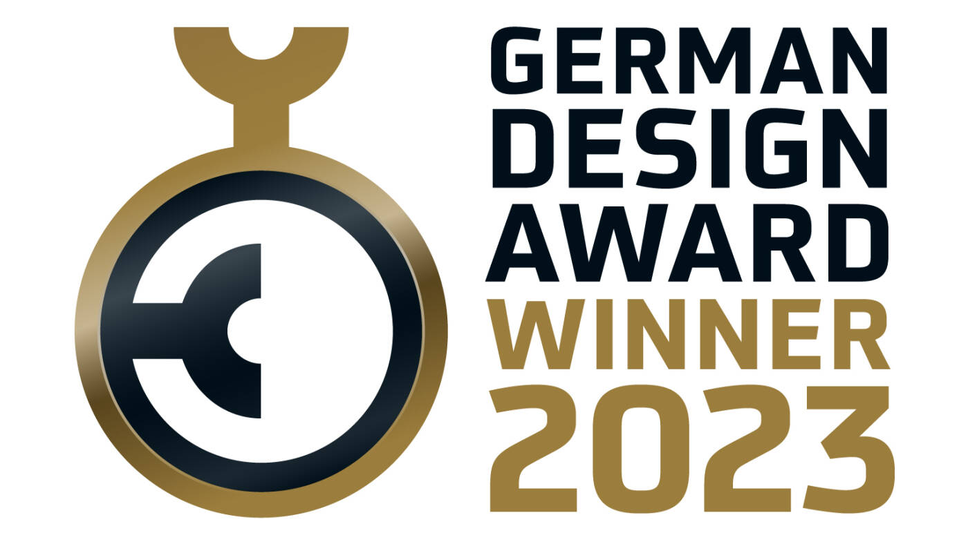 Logo German Design Award Gold 2023 for Hansgrohe.