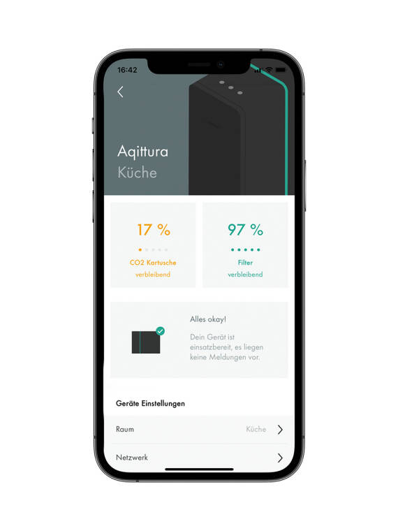 Füllstände Küchenarmatur in der hansgrohe home App ablesen.