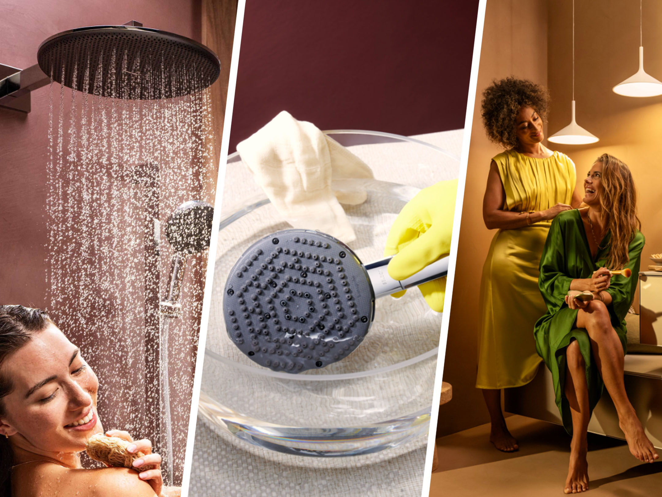 Kobiety w łazience z produktami hansgrohe